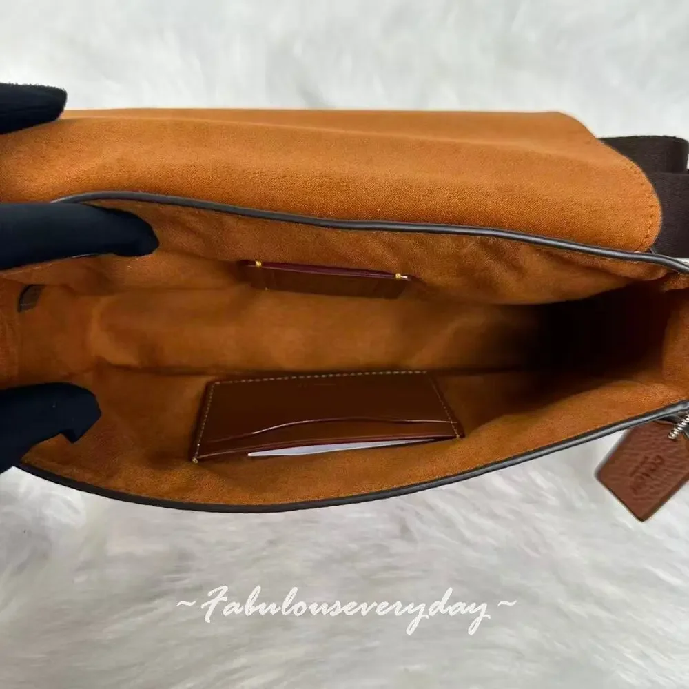 Coach Jack Small Flap Crossbody Bag In Leather/Silver/Amber Brown CEW73